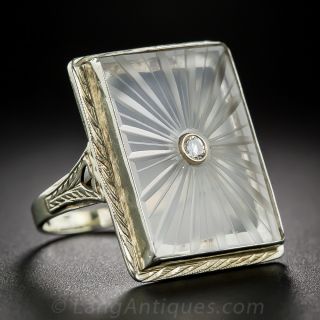 Vintage 14k Quartz and Diamond Ring