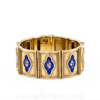 Vintage 18K Enamel Plaque Bracelet