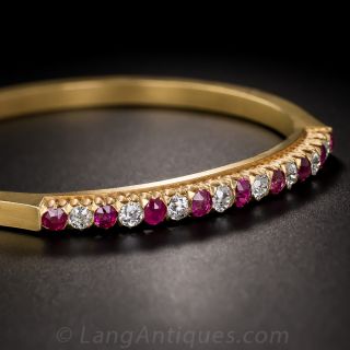 Vintage 18K Ruby and Diamond Bangle Bracelet