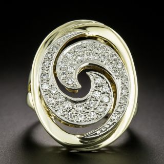 Vintage 1980s Diamond Spiral Ring - 3