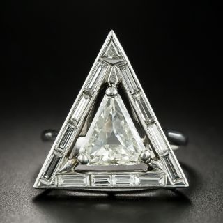 Vintage 2.17 Carat Triangular Step-Cut Diamond Ring - GIA L SI2 - 2
