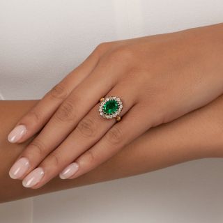 Vintage 2.35 Carat Emerald and Diamond Halo Ring - AGL