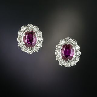 Vintage 2.50 Carat Purple Sapphire and Diamond Stud Earrings - 2