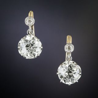Vintage 2.60 Carat Total Weight Diamond Drop Earrings  - 2