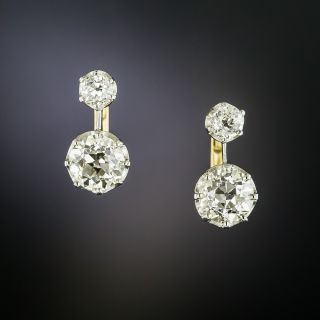 Vintage 2.95 Carat Total Weight Diamond Earrings - GIA M/N VS1 - 2