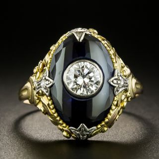 Vintage .53 Carat Diamond and Synthetic Sapphire  Ring - 2