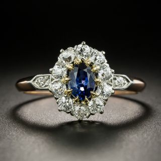 Vintage .70 Carat Sapphire and Diamond Halo Ring - 3