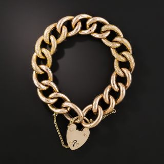 Vintage British Rose Gold Curb Link Bracelet  - 1