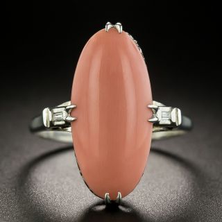 Vintage Coral and Diamond Dinner Ring - 1