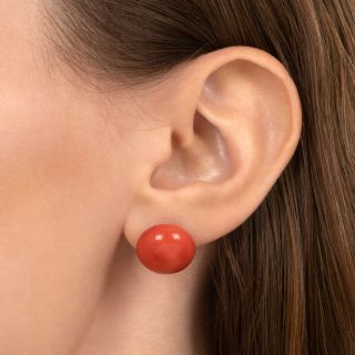 Vintage Coral Button Earrings