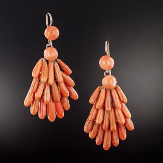 Vintage Coral Cascade Earrings - 2