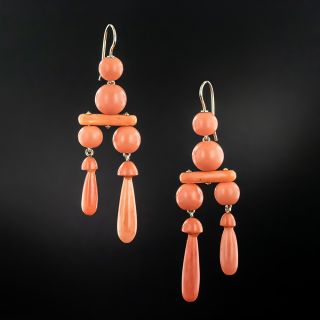 Vintage Coral Drop Earrings - 3