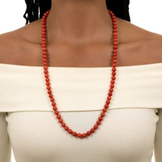 Vintage Coral Necklace with Coral Clasp