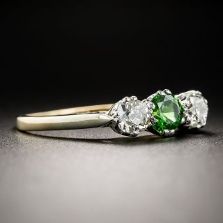 Vintage Demantoid Garnet and Diamond Three-Stone Ring