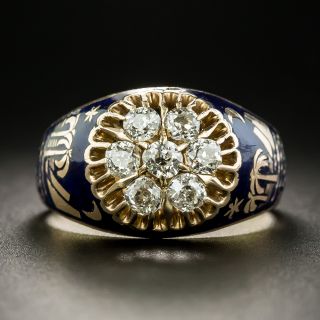 Vintage Diamond and Enamel Cluster Ring From Soviet Russia - 2