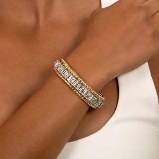 Vintage Diamond and Gold Bordered Line Bracelet