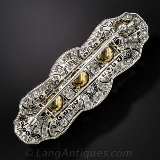 Vintage Diamond and Natural Fancy Colored Pearl Brooch, Circa 1920