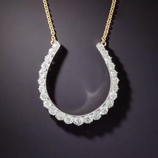 Vintage Diamond Horseshoe Necklace - 1