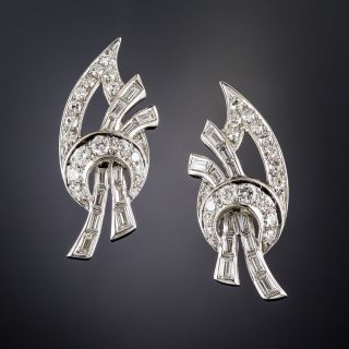 Vintage Diamond Leaf Earrings - 2