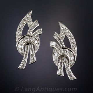 Vintage Diamond Leaf Earrings