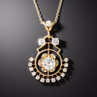 Vintage Diamond Pendant Necklace - GIA - 2