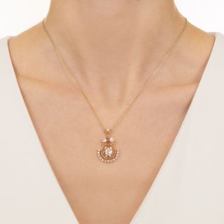Vintage Diamond Pendant Necklace - GIA