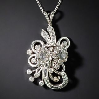 Vintage Double Rose-Cut Diamond Spray Necklace - 3