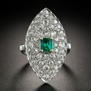 Vintage Emerald and Diamond Dinner Ring - 2