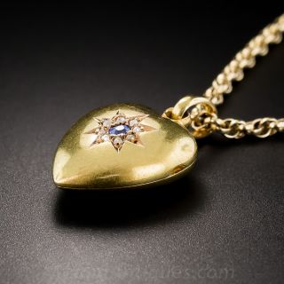 Vintage English Sapphire and Diamond Heart Locket