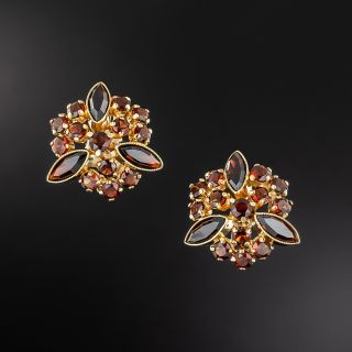Vintage Garnet Cluster Earrings  - 2