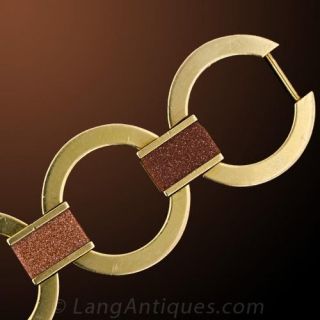 Vintage Goldstone Glass Gold Bracelet