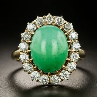 Vintage Green Turquoise and Diamond Halo Ring - 3