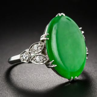 Vintage Jade Platinum Diamond Ring