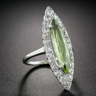 Vintage Marquise Peridot Ring with Diamonds 