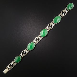 Vintage Natural Jadeite and White Gold Bracelet - GIA - 1