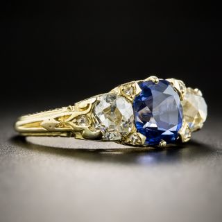 Victorian Natural No-Heat 2.41 Carat Burma Sapphire Diamond Ring