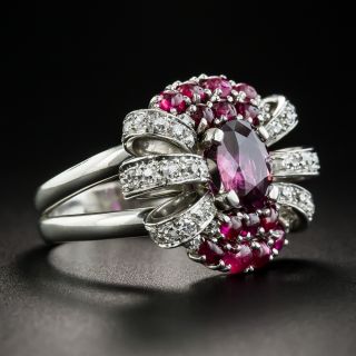 Vintage No-Heat Ruby and Diamond Cocktail Ring 