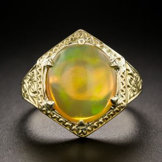 Vintage Orange  Jelly Opal Cabochon Ring - 2