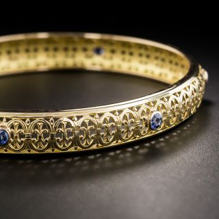 Vintage Pierced Sapphire Bangle Bracelet 