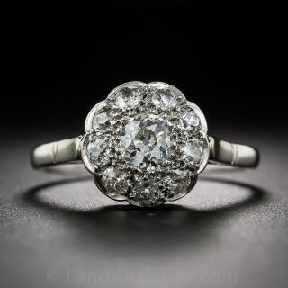 Vintage Platinum Diamond Cluster Ring - 2