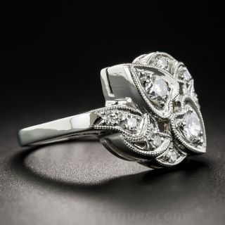 Vintage Platinum Diamond Double Heart Ring