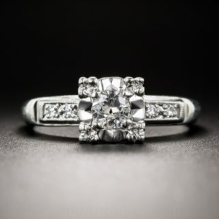 Vintage Platinum Diamond Illusion Engagement Ring 