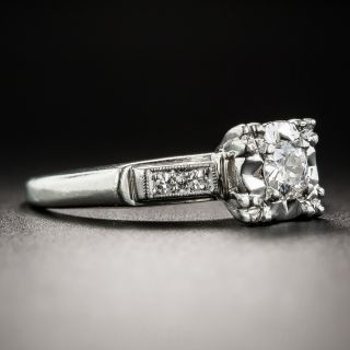 Vintage Platinum Diamond Illusion Engagement Ring 