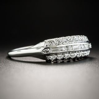 Vintage Platinum Three-Row Diamond Band Ring