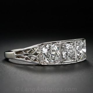 Vintage Platinum Three-Stone Diamond Ring