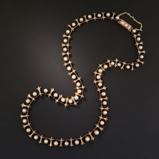 Vintage Rose Gold Pearl Necklace