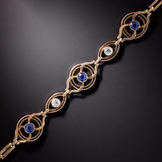  Vintage Rose Gold Sapphire and Diamond Bracelet - Circa 1900  - 1