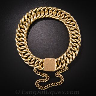 Vintage Rosy-Yellow Gold Curb Link Bracelet - 1