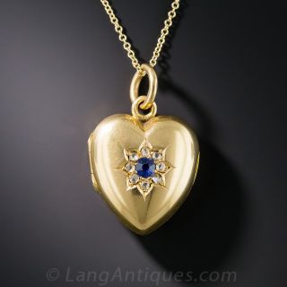 Victorian Sapphire and Diamond Heart-Shaped Locket