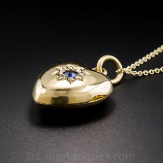 Victorian Sapphire and Diamond Heart-Shaped Locket